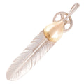 Gold Top Heart Wheel Silver Feather Pendant (L) — Goro's