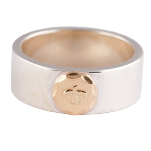 Gold Eagle Stamp Flat Silver Ring (US9.75)