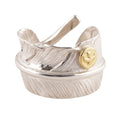 Gold Stamp Feather Silver Ring (Left) (Old Design) (US8) — Goro's