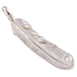 Gold Top Silver Feather Pendant (Right)(XL)