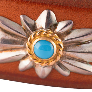 Gold Stamp GC24 5-Concho Leather Bracelet (8inch)