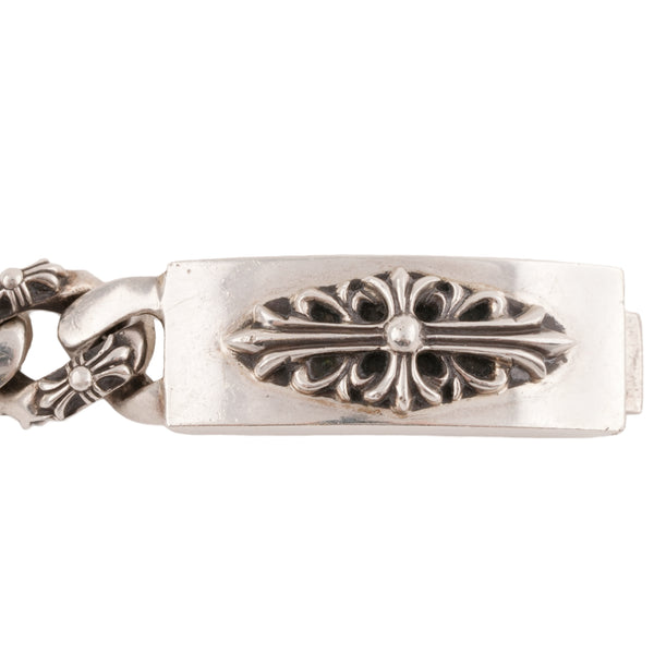 Floral Cross ID Fancy Link Bracelet (8inch)
