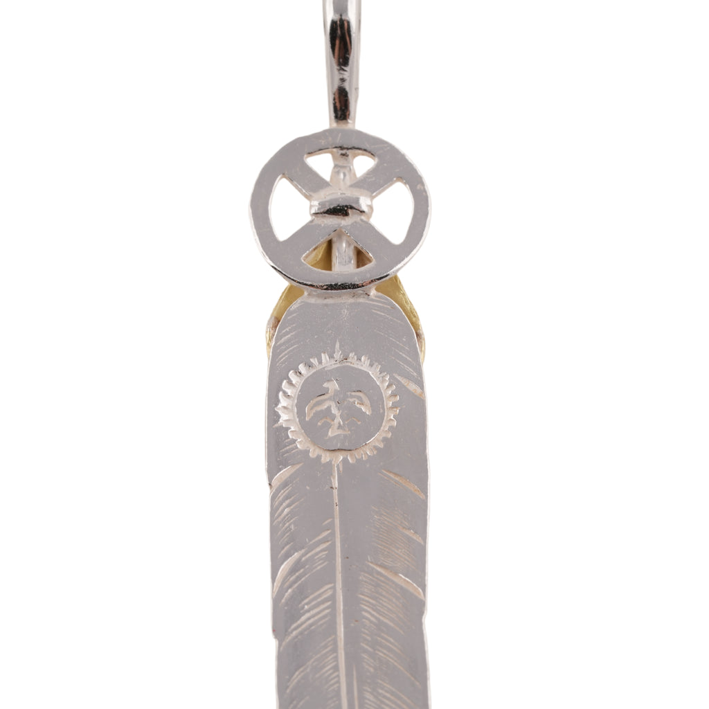 Gold Top Heart Wheel Silver Feather (L) #00383