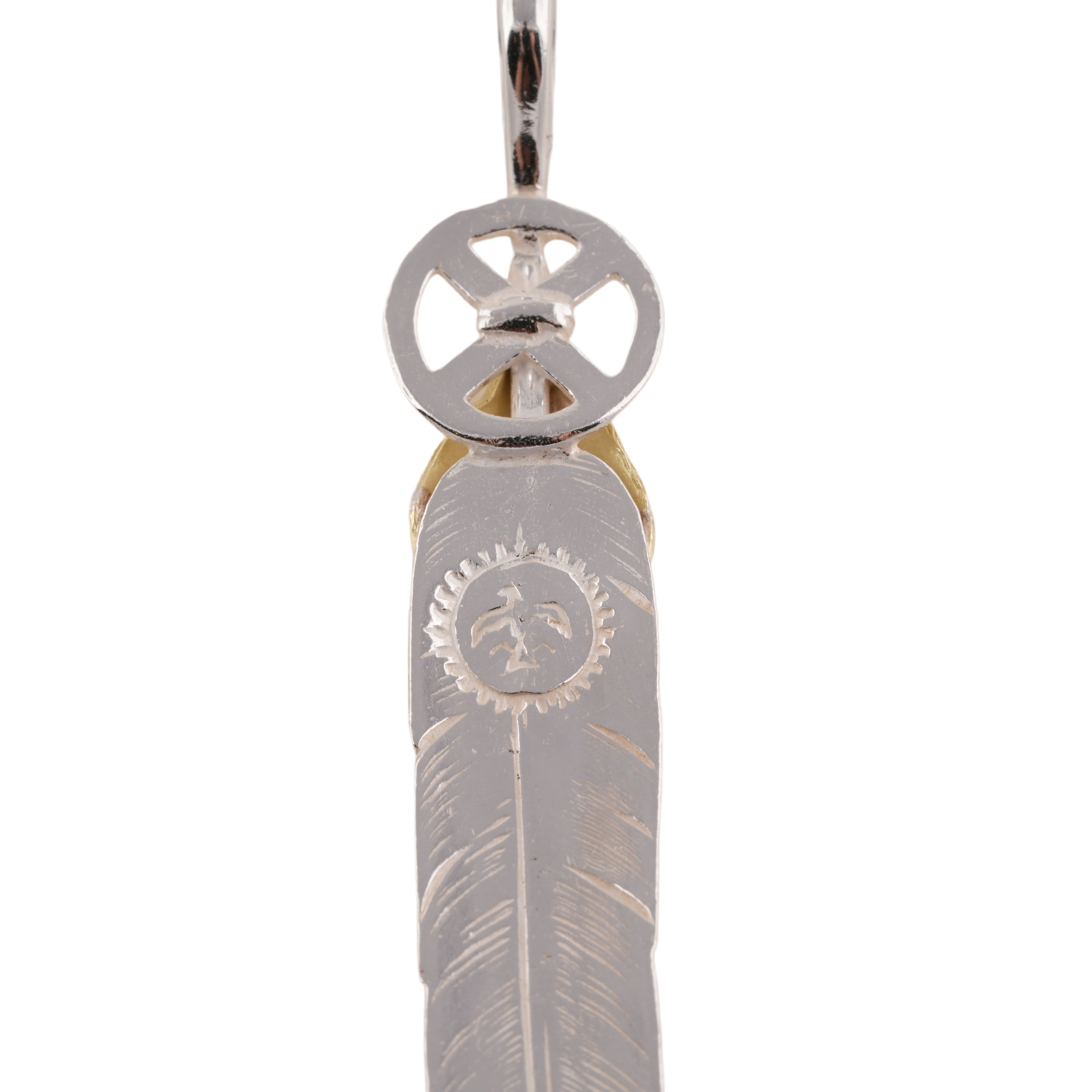 Gold Top Heart Wheel Silver Feather (L) #00383