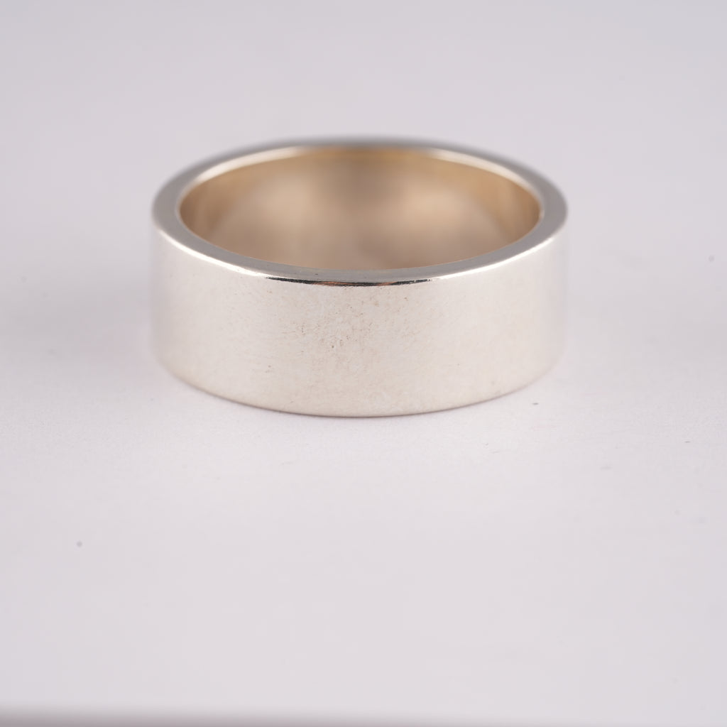 Gold Eagle Stamp Flat Silver Ring (US9.75)