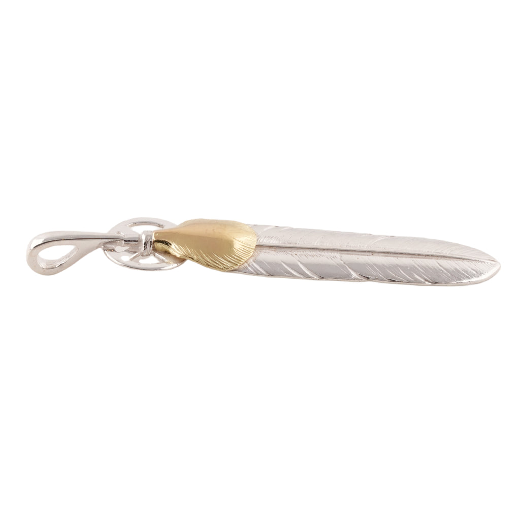 Gold Top Heart Wheel Silver Feather (L)