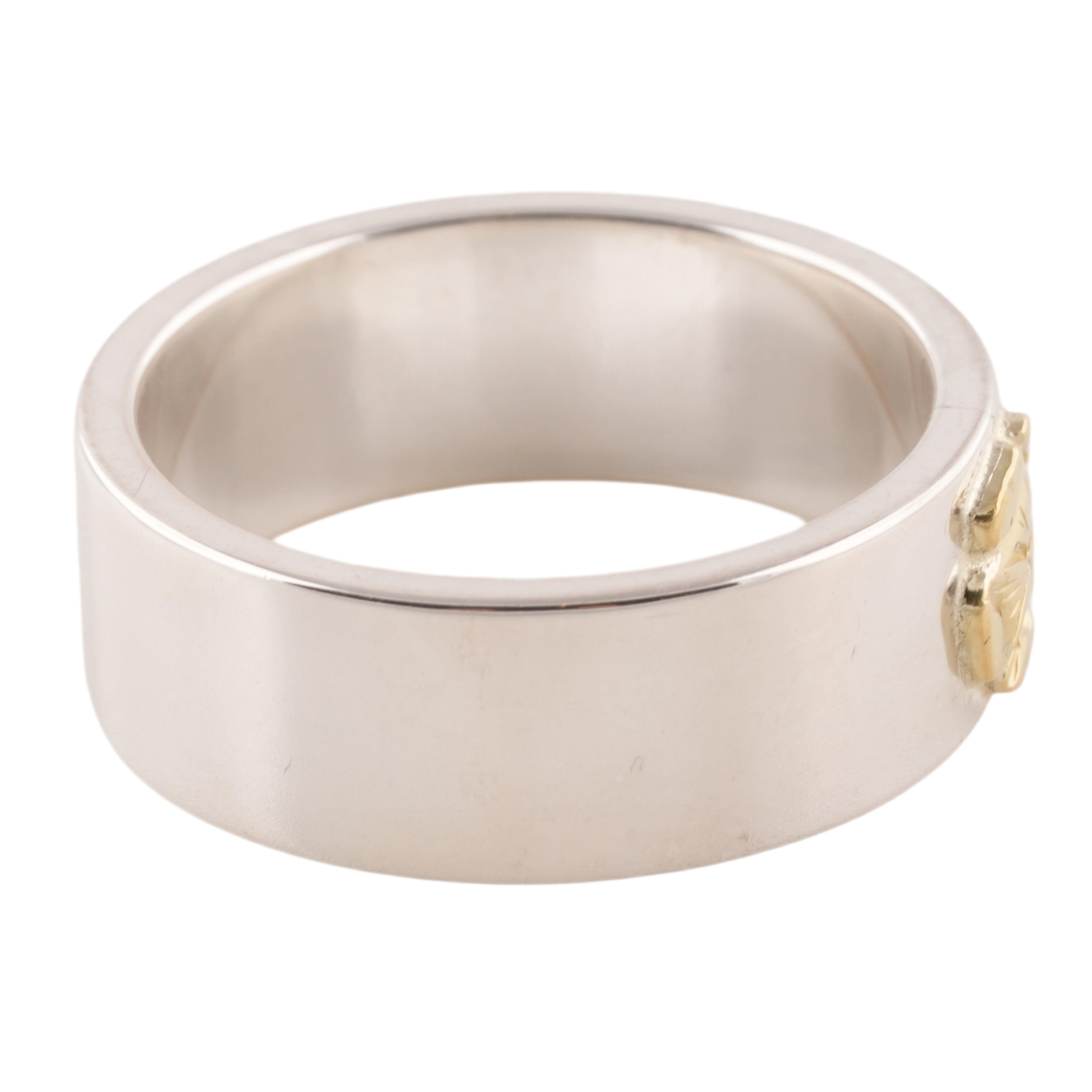 Gold Rose Stamp Flat Silver Ring (US10) #00322
