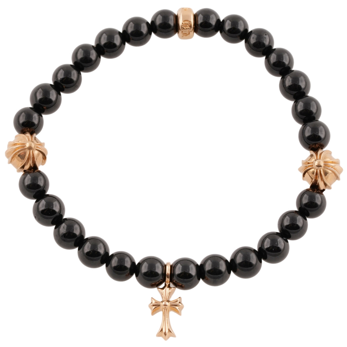 22k Stack Cross and 3 Beads Obsidian Bracelet — Chrome Hearts · corner:01639/DSC08076.JPG