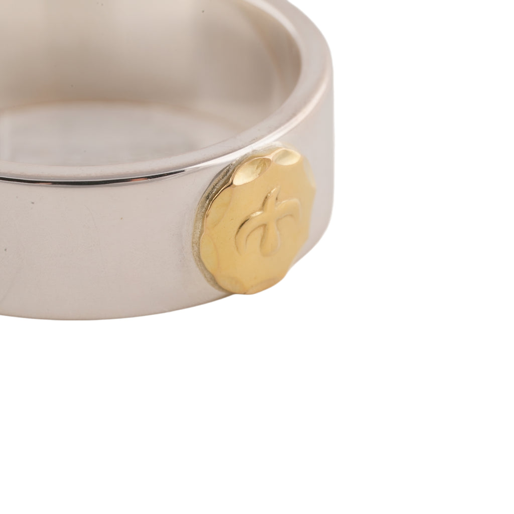 Gold Eagle Stamp Flat Silver Ring (US12)