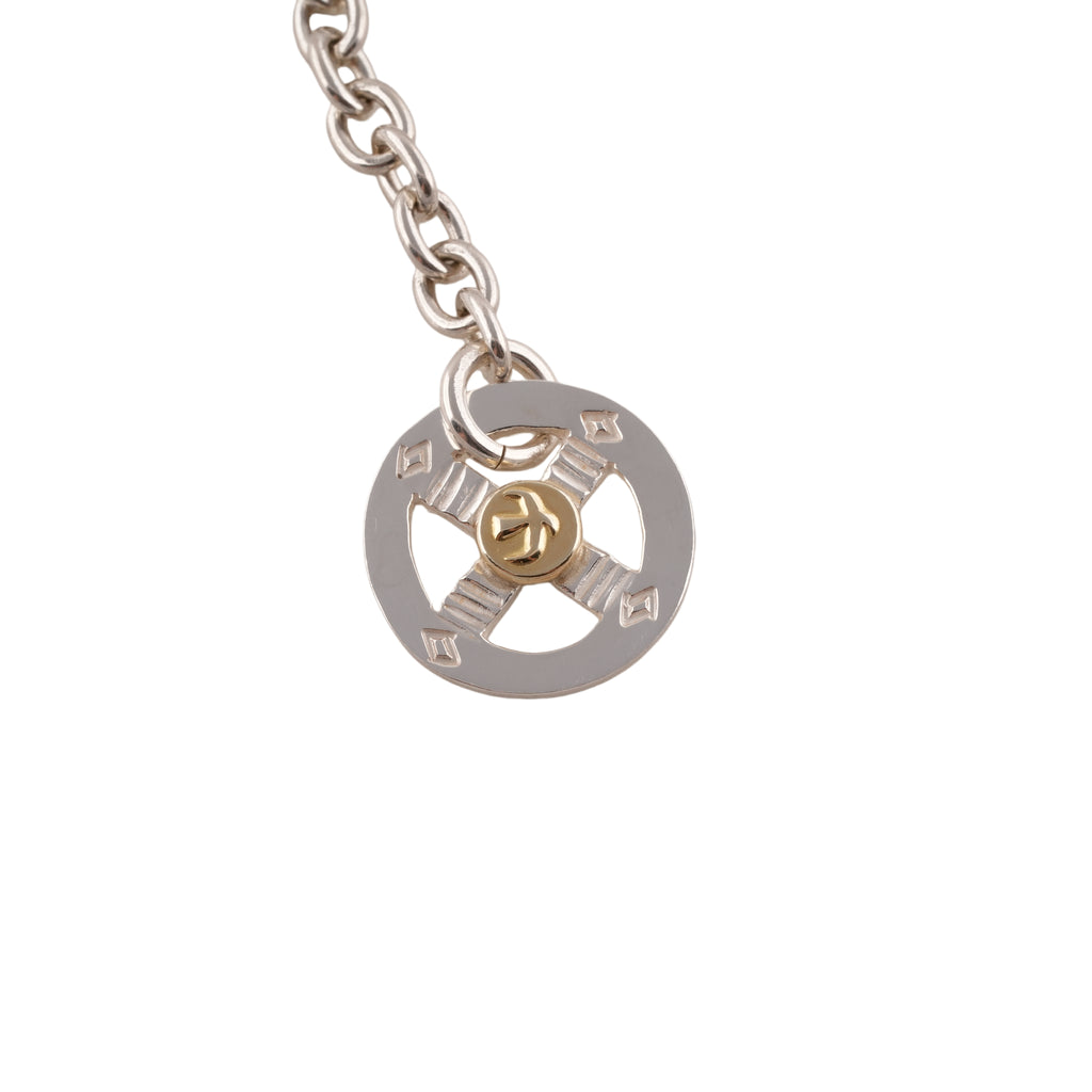 Eagle Silver Hook & Gold Eagle Stamp Silver Wheel Thick Round Chain Necklace (20inch) #00378