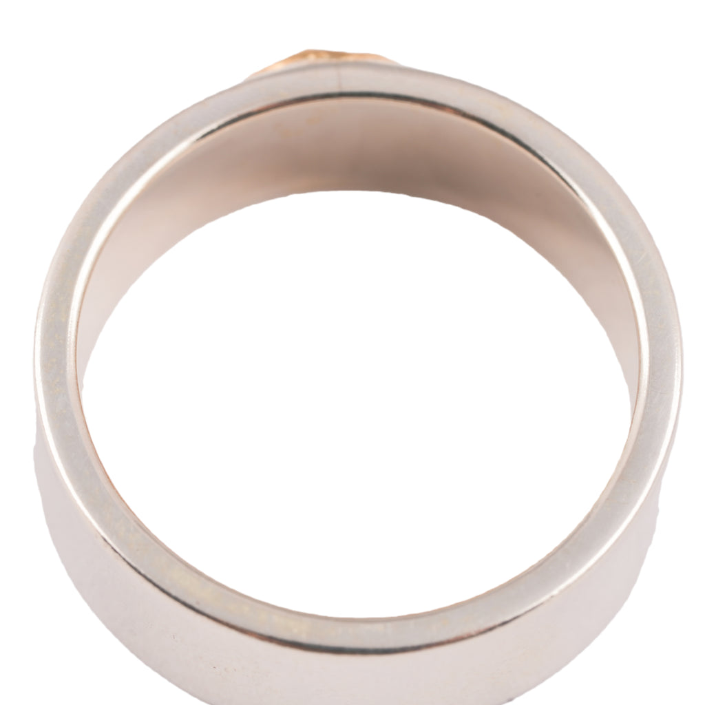 Gold Eagle Stamp Flat Silver Ring (US9.75)