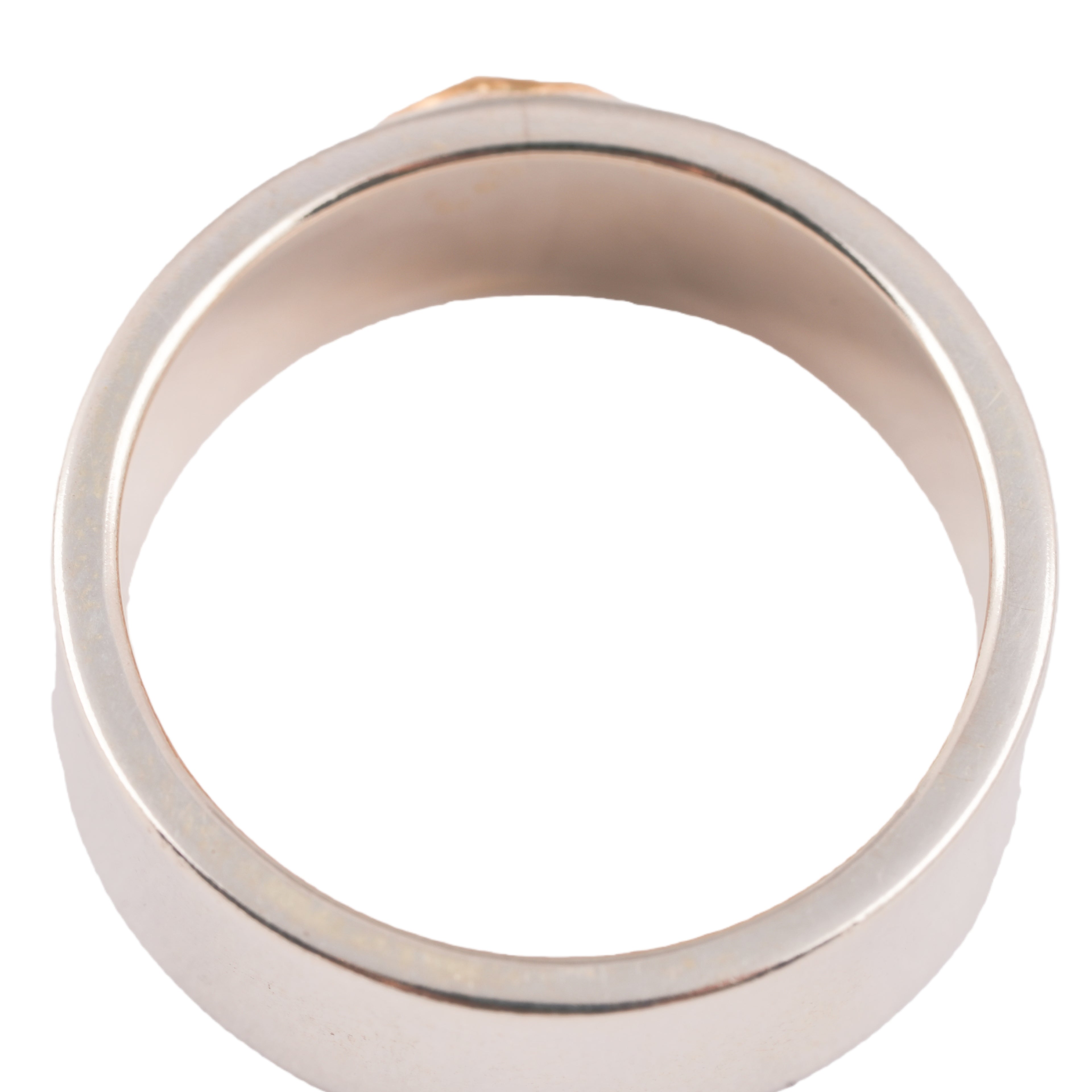 Gold Eagle Stamp Flat Silver Ring (US9.75)