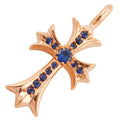 22k Pave Sapphire Tiny Fat Cross Charm — Chrome Hearts