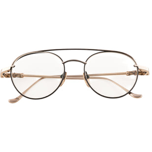 Dylan Took It > Black and rose gold aviator-style eyeglasses with cross motif temple
