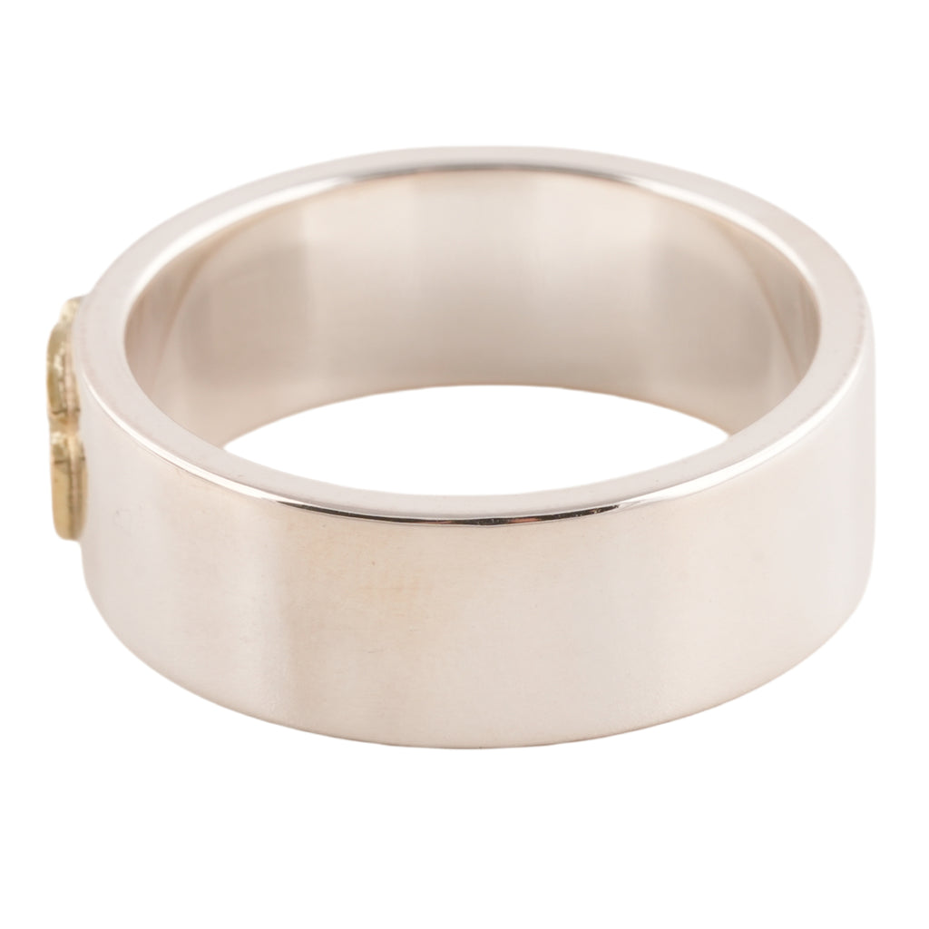 Gold Rose Stamp Flat Silver Ring (US11)