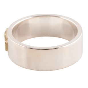 Gold Rose Stamp Flat Silver Ring (US11)