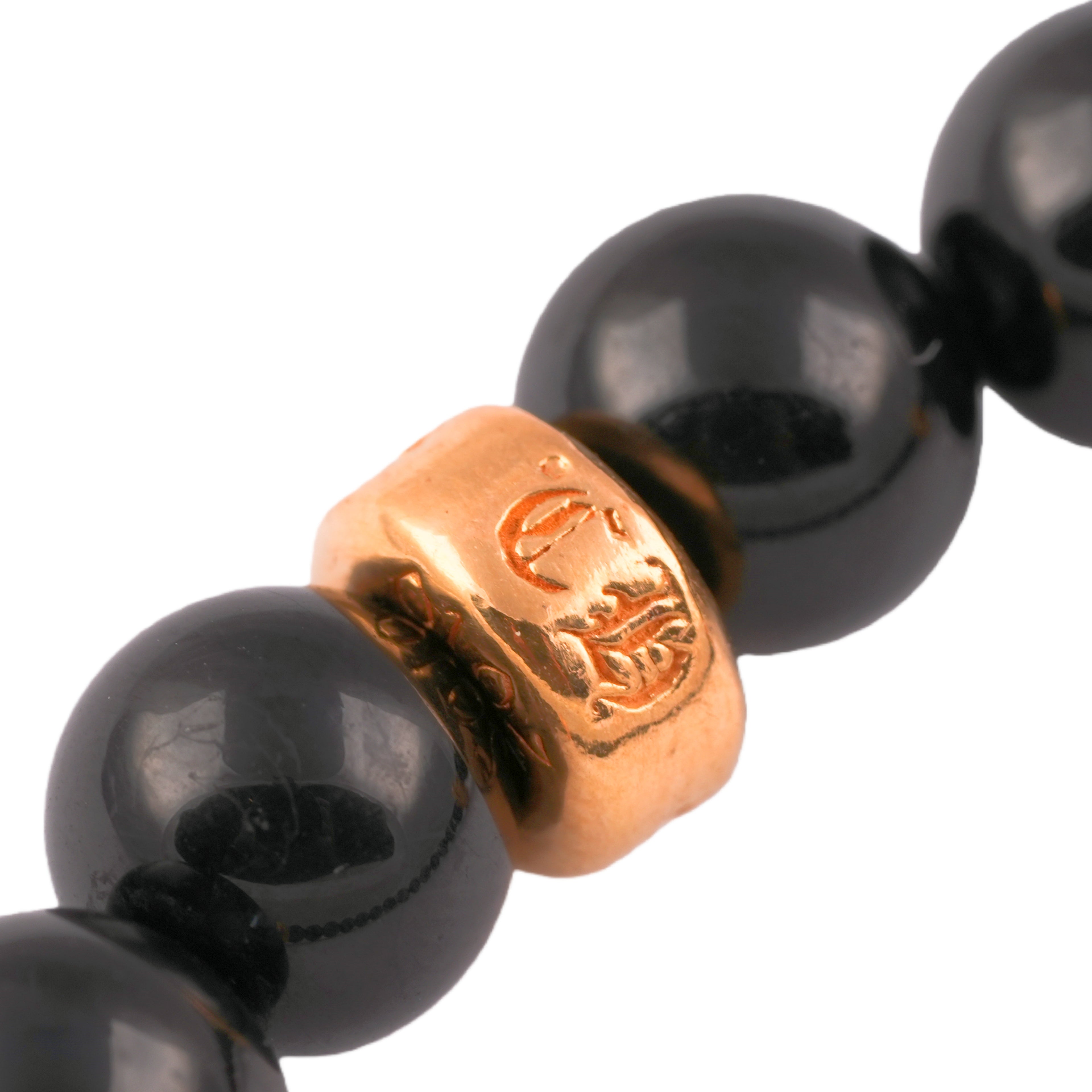 22k Stack Cross & 3 Beads Obsidian Bracelet