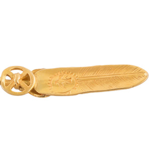 Gold Top Heart Wheel Silver Feather (S) #00207