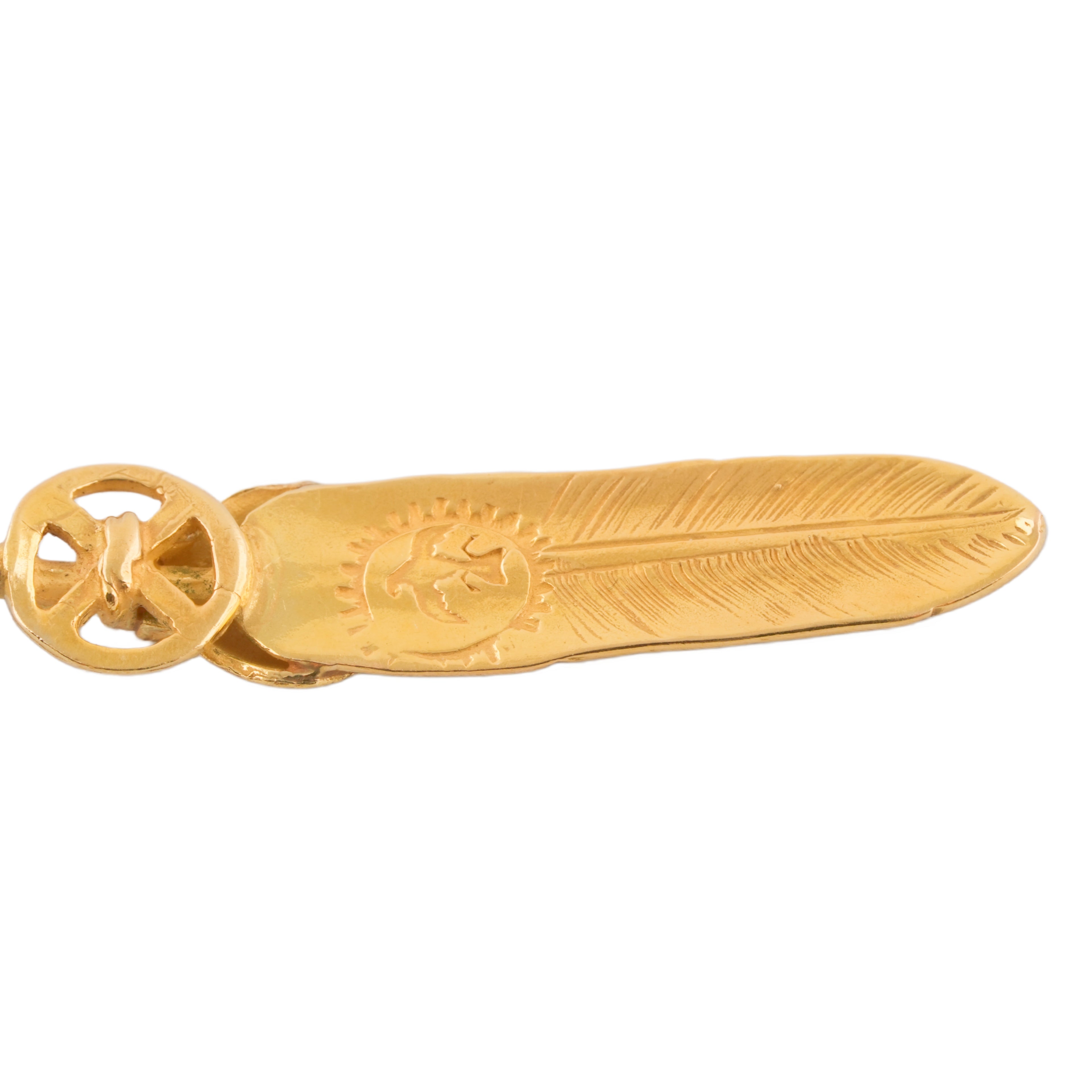 Gold Top Heart Wheel Silver Feather (S) #00207