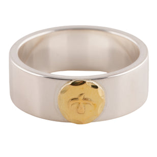 Gold Eagle Stamp Flat Silver Ring (US10)
