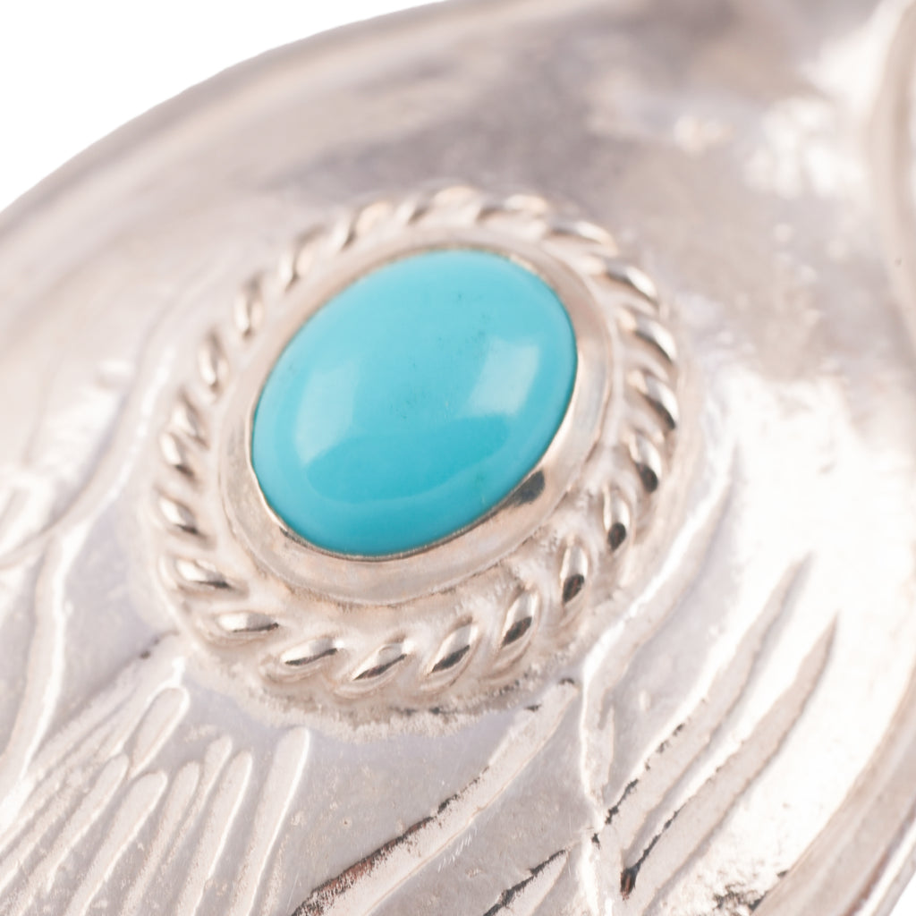 Rope-Bezel Turquoise Eagle Silver Spoon Pendant