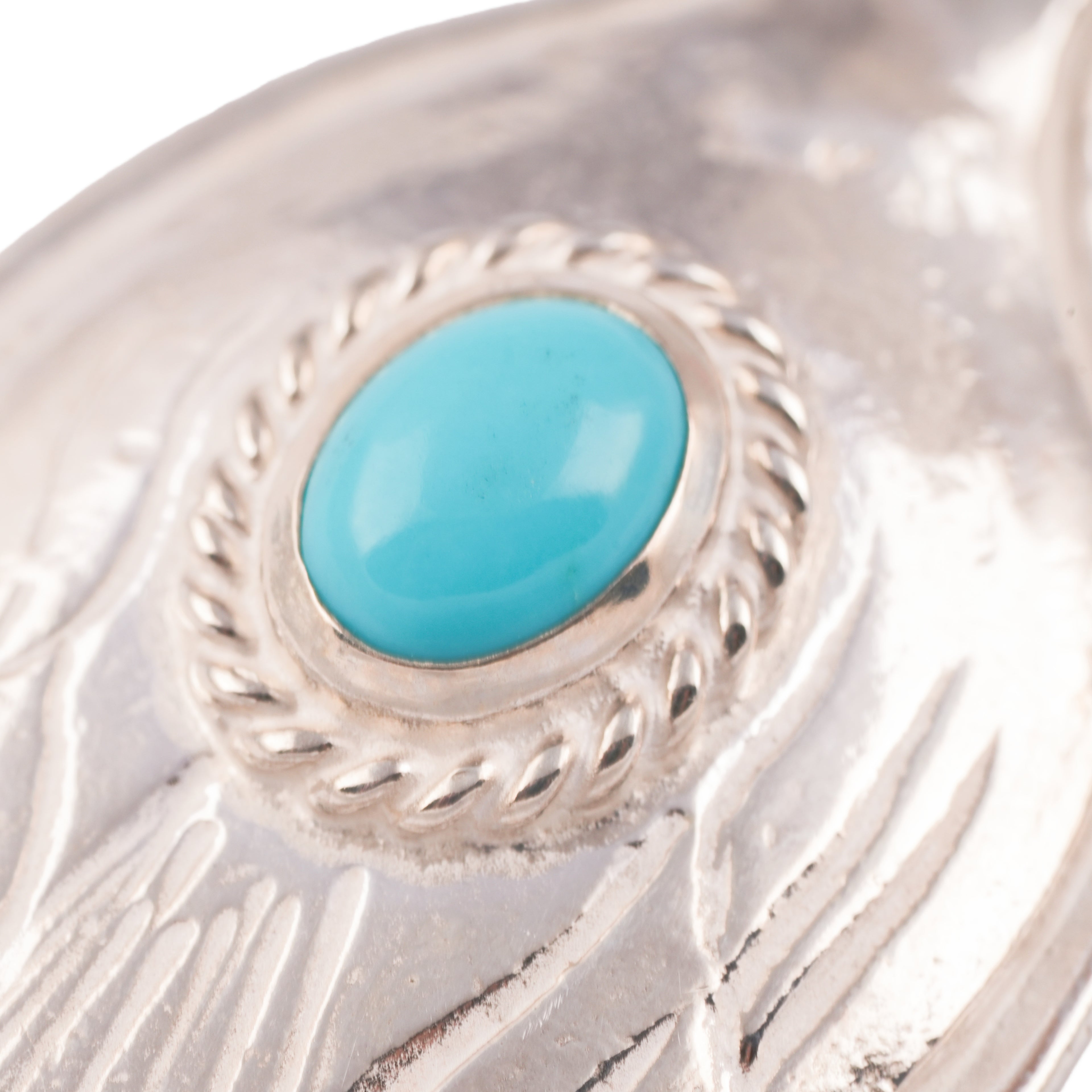Rope-Bezel Turquoise Eagle Silver Spoon Pendant