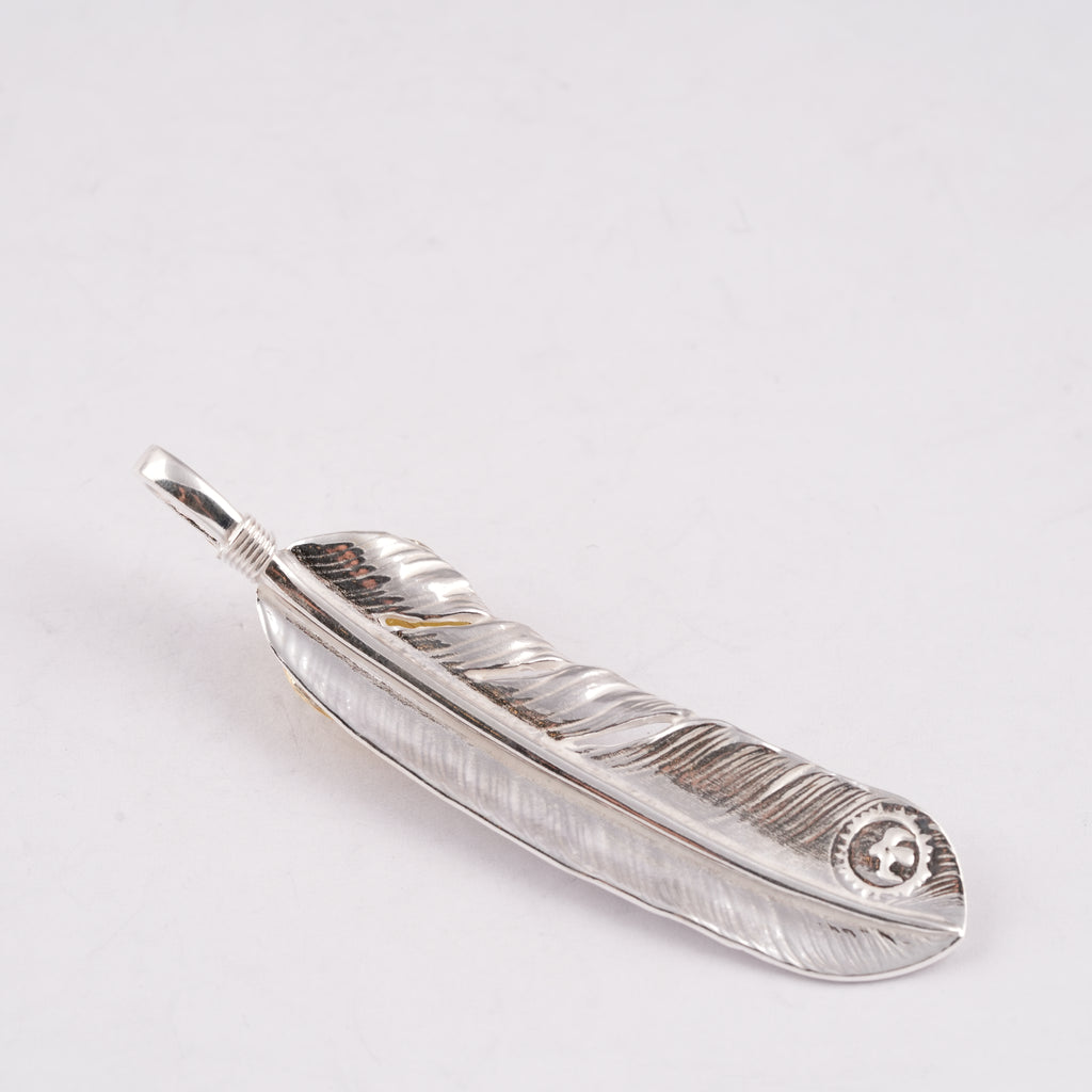 Gold Top & Rope-Bezel Turquoise Silver Feather (Right)(XL) #00170
