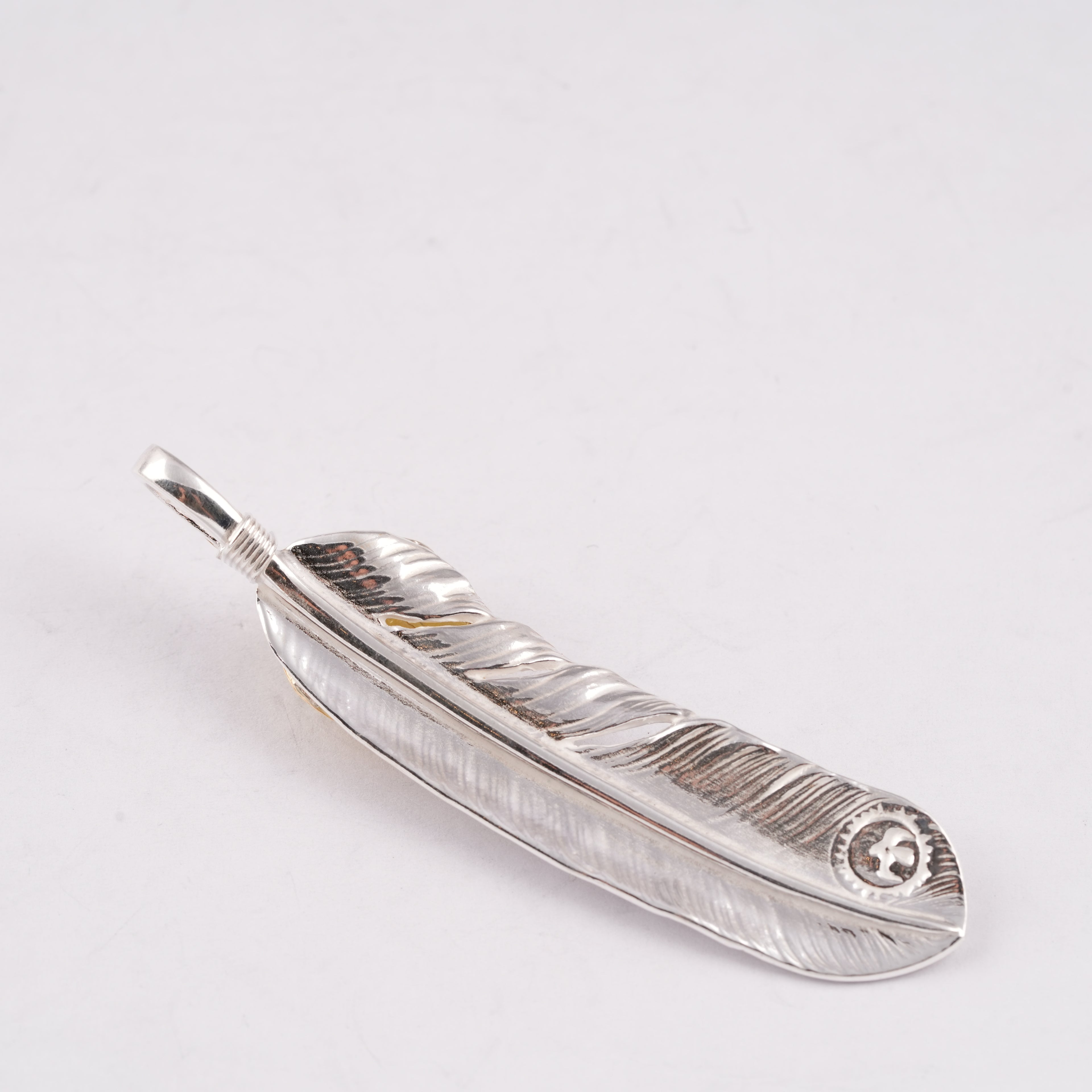Gold Top & Rope-Bezel Turquoise Silver Feather (Right)(XL) #00170