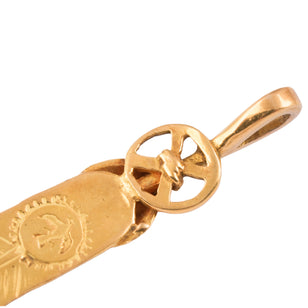 Heart Wheel All-Gold Feather Pendant (M)