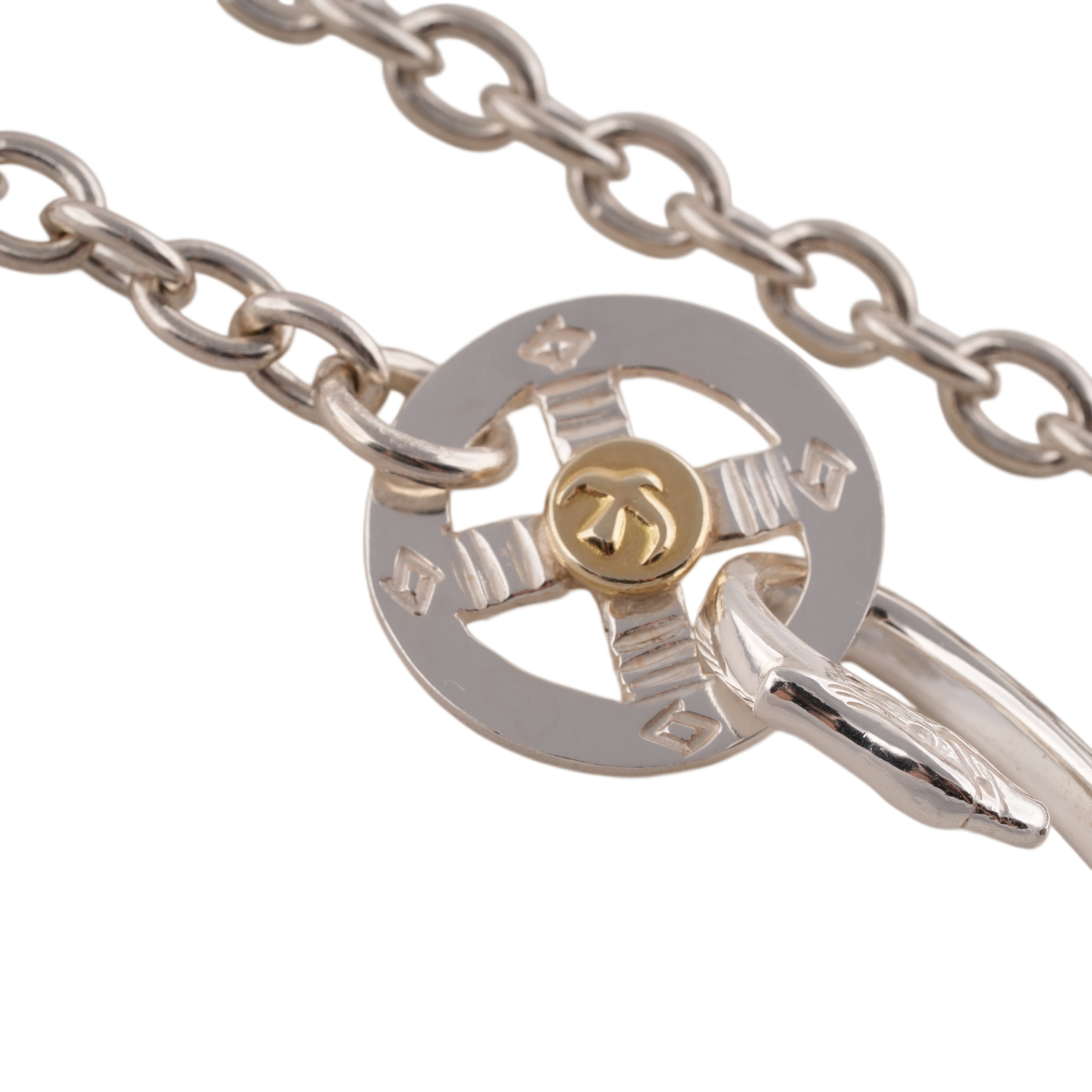 Eagle Silver Hook & Gold Eagle Stamp Silver Wheel Thick Round Chain Necklace (20inch) #00378