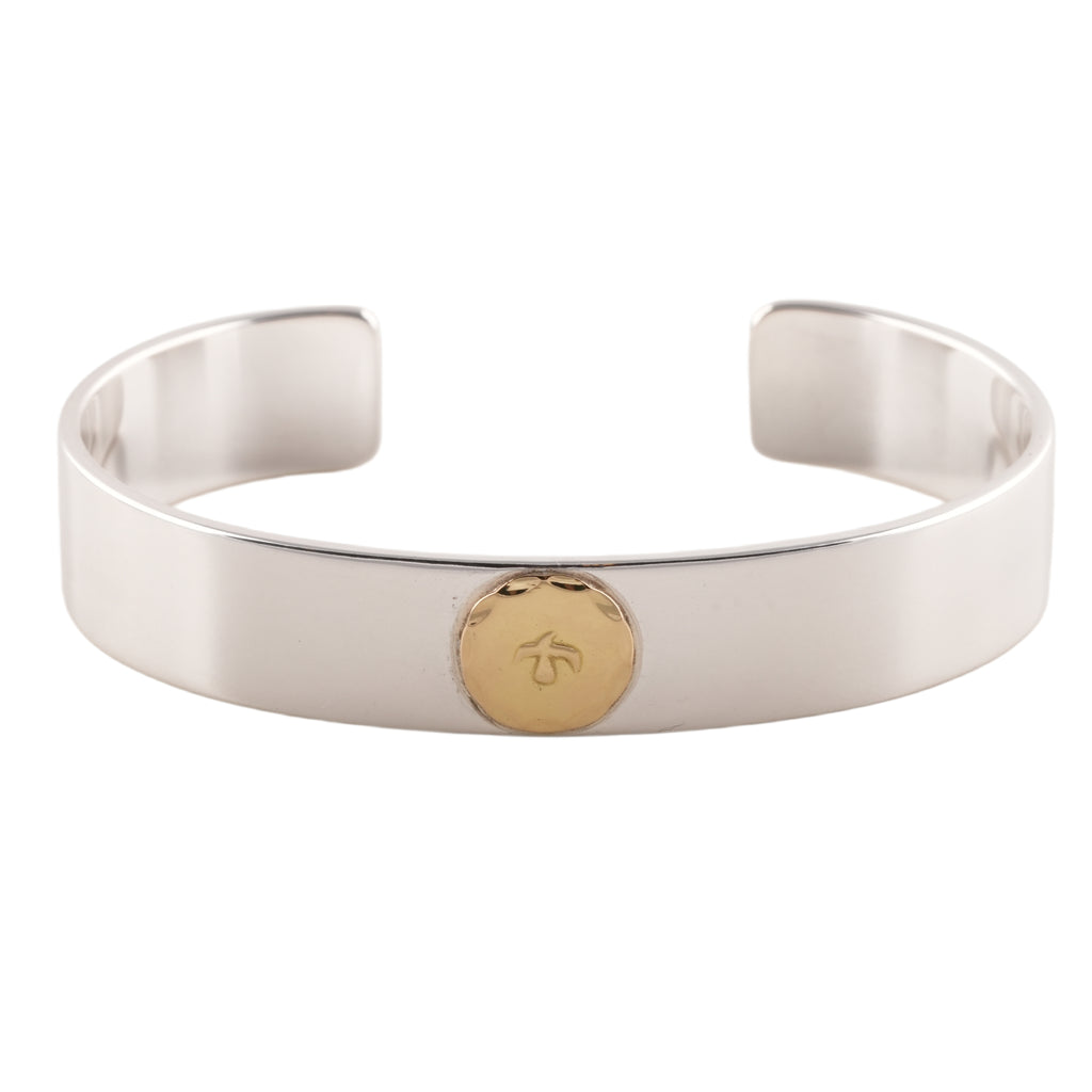Gold Eagle Stamp Flat Silver Cuff (M) (7inch) #00231