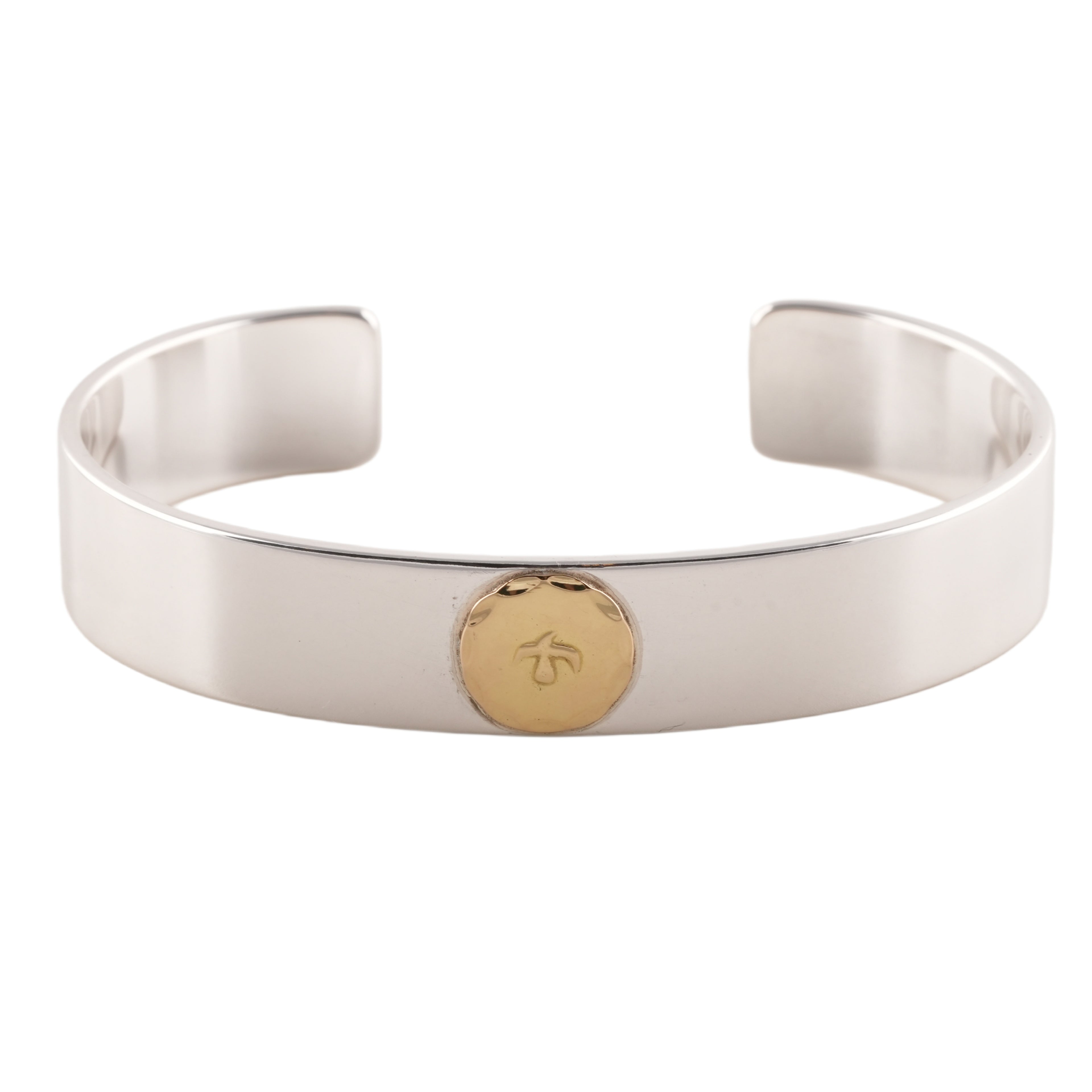Gold Eagle Stamp Flat Silver Cuff (M) (7inch) #00231