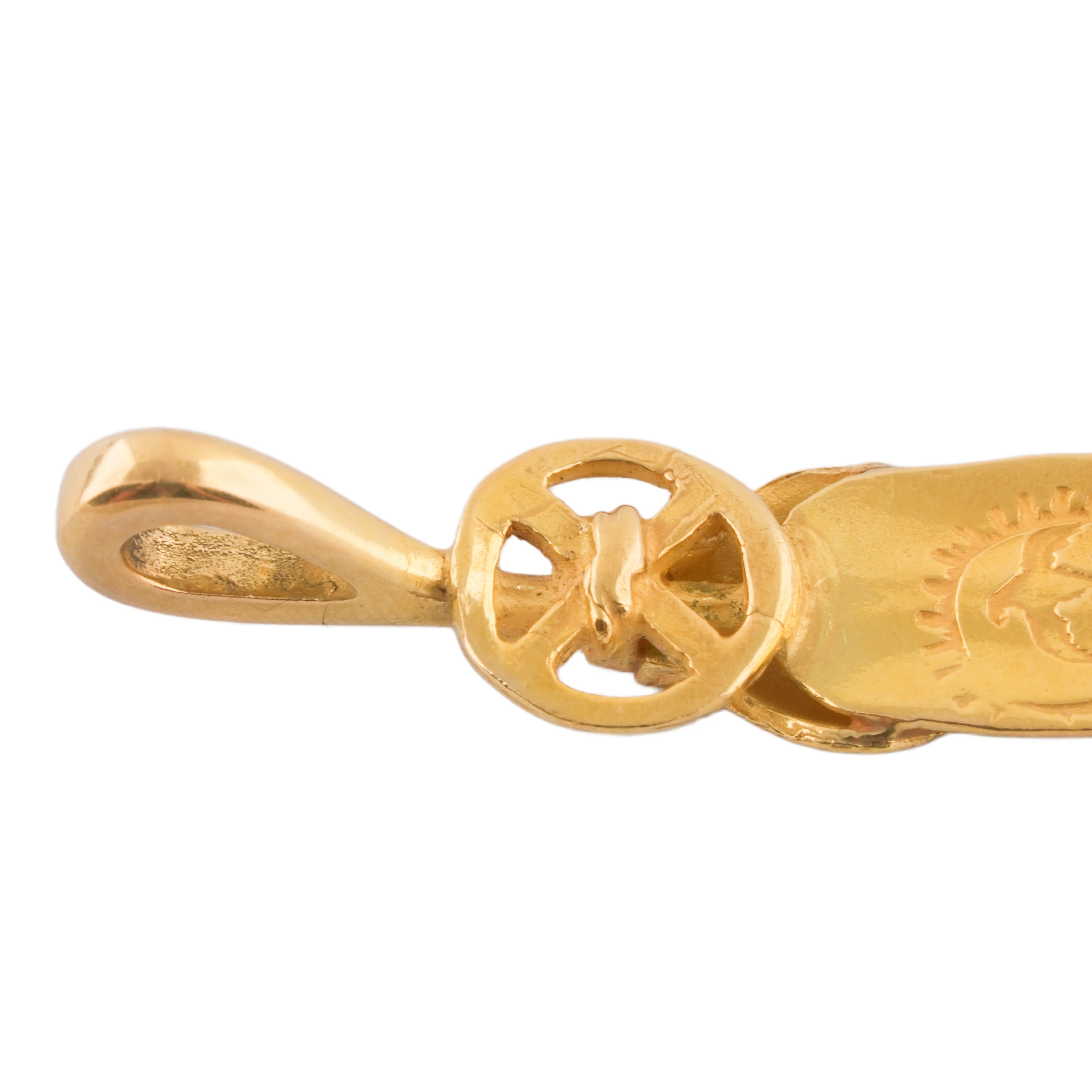 Gold Top Heart Wheel Silver Feather (S) #00207