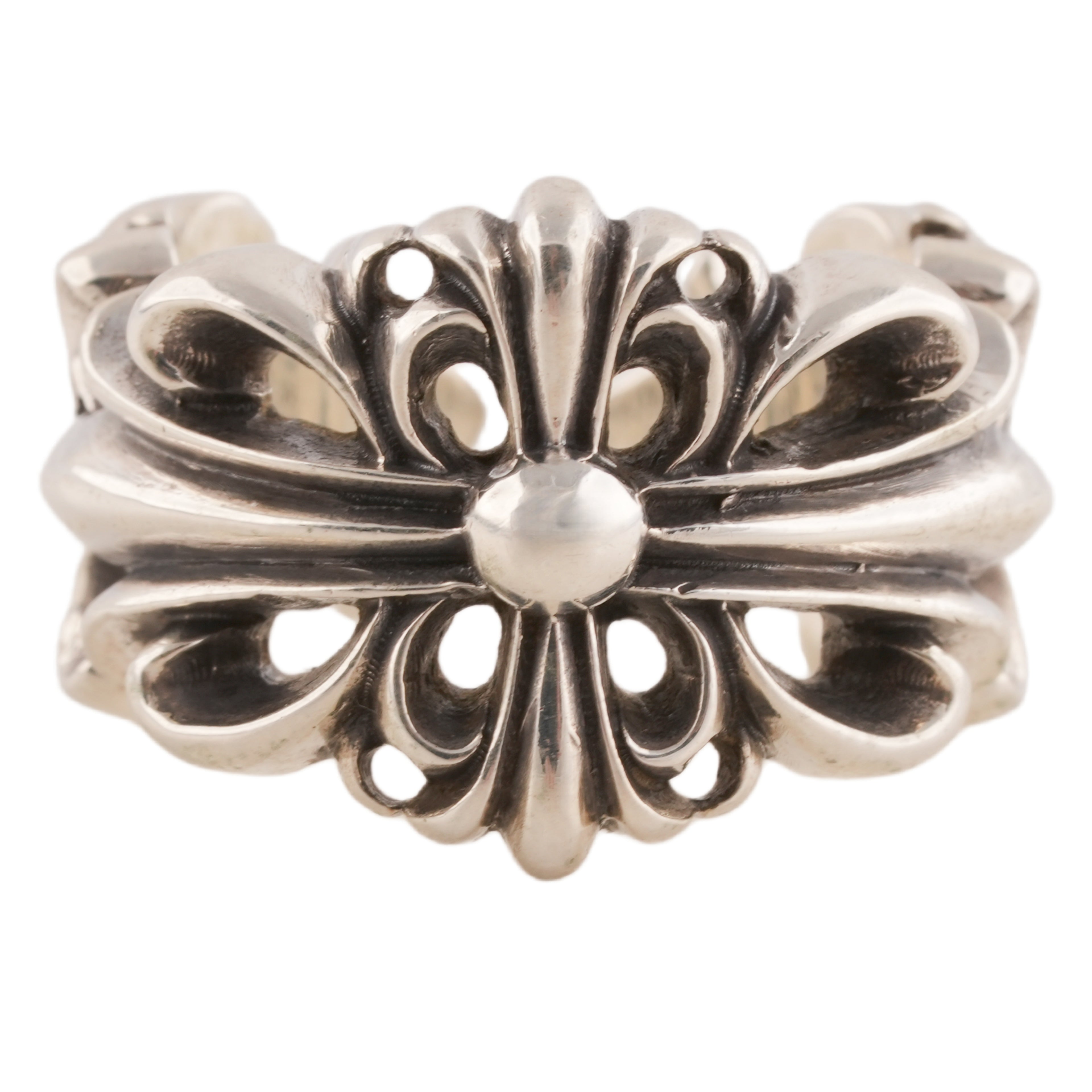 Double Floral Cross Open Ring (US6)