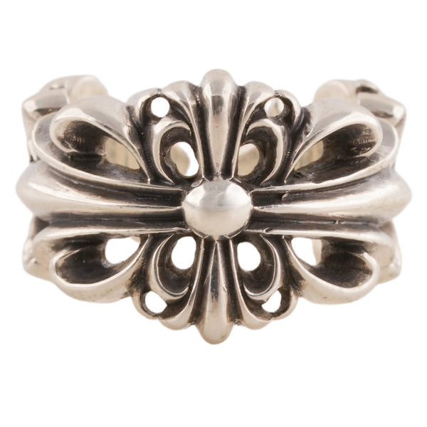 Double Floral Cross Open Ring (US6)