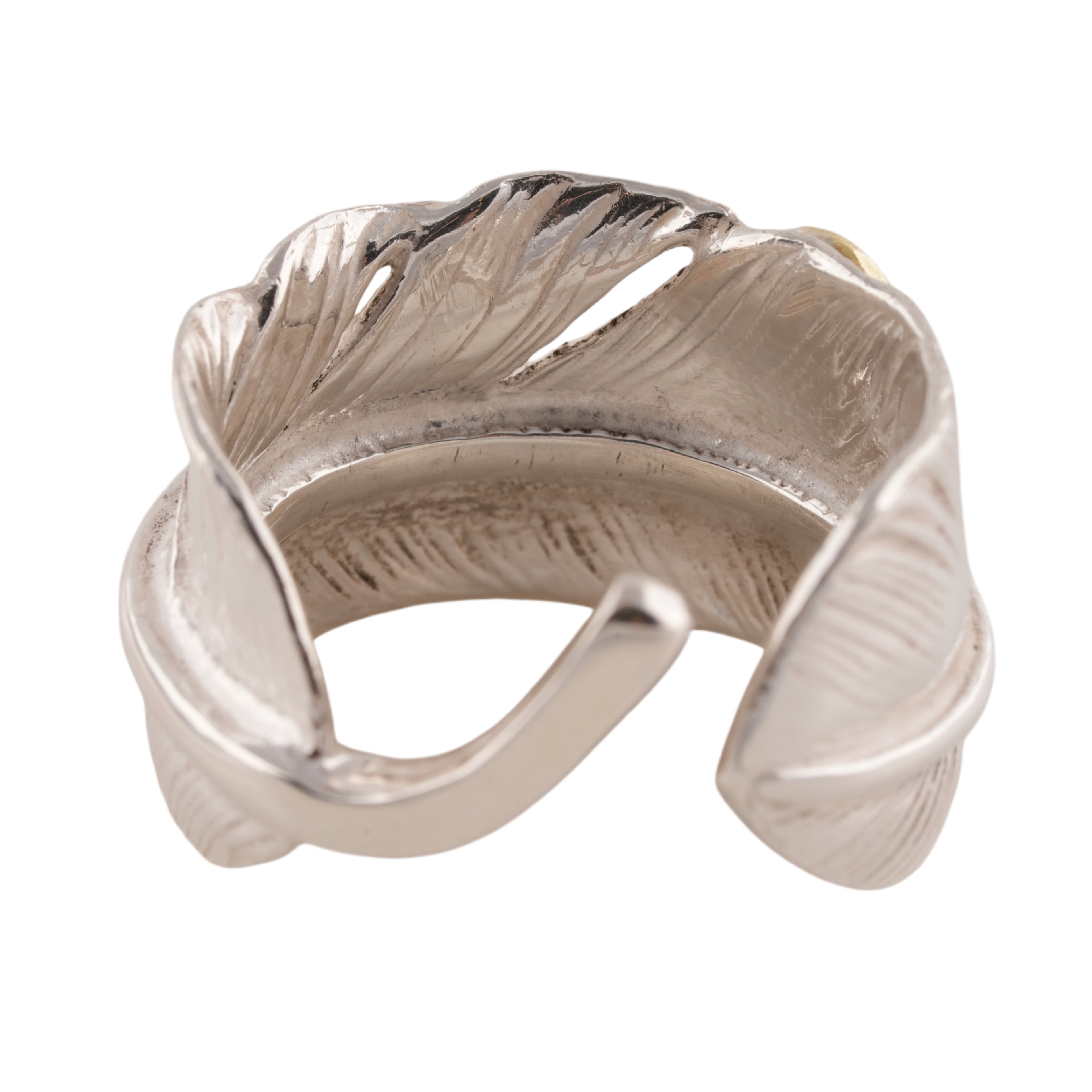 Gold Stamp Feather Silver Ring (Right) (Old Design) (US8)