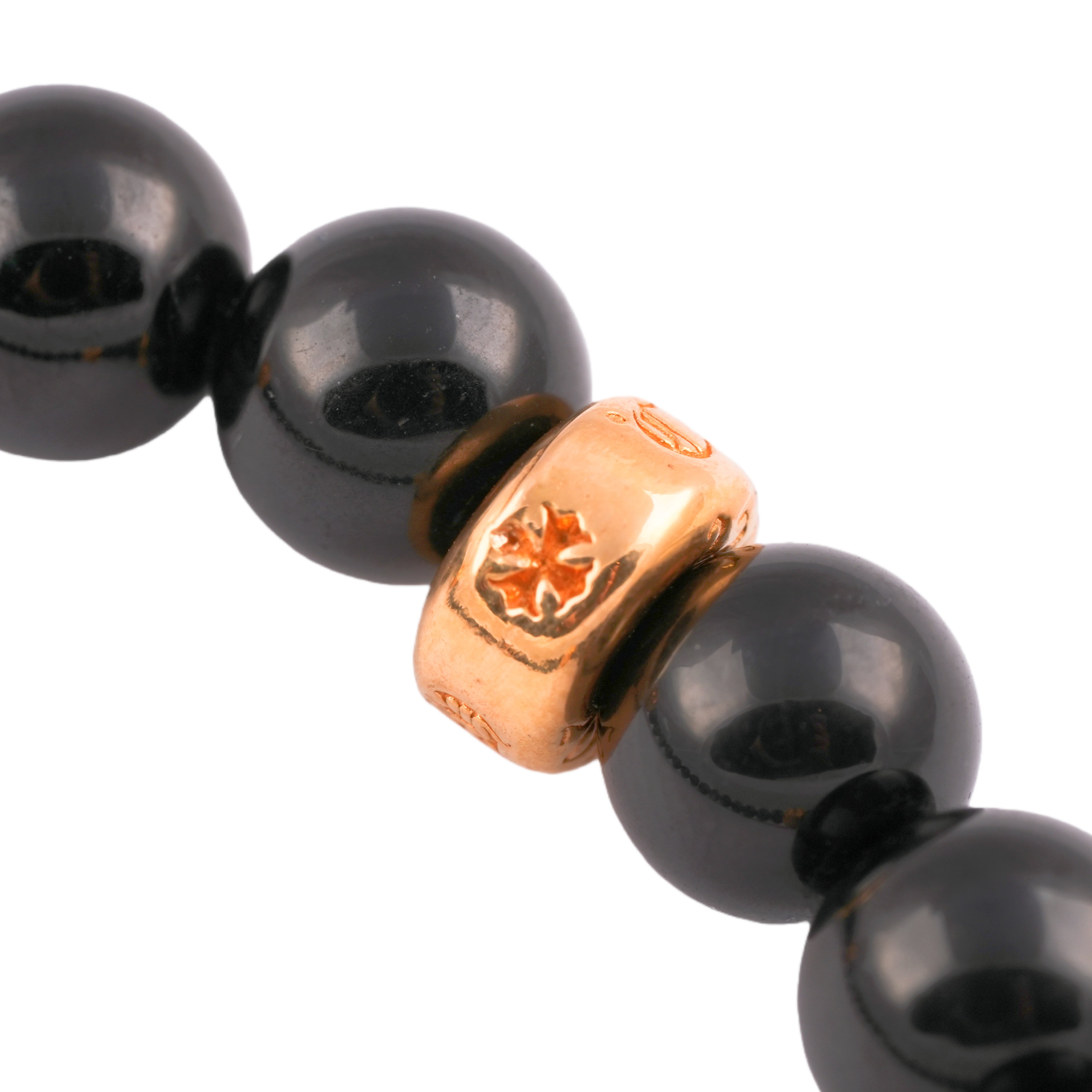 22k Stack Cross & 3 Beads Obsidian Bracelet