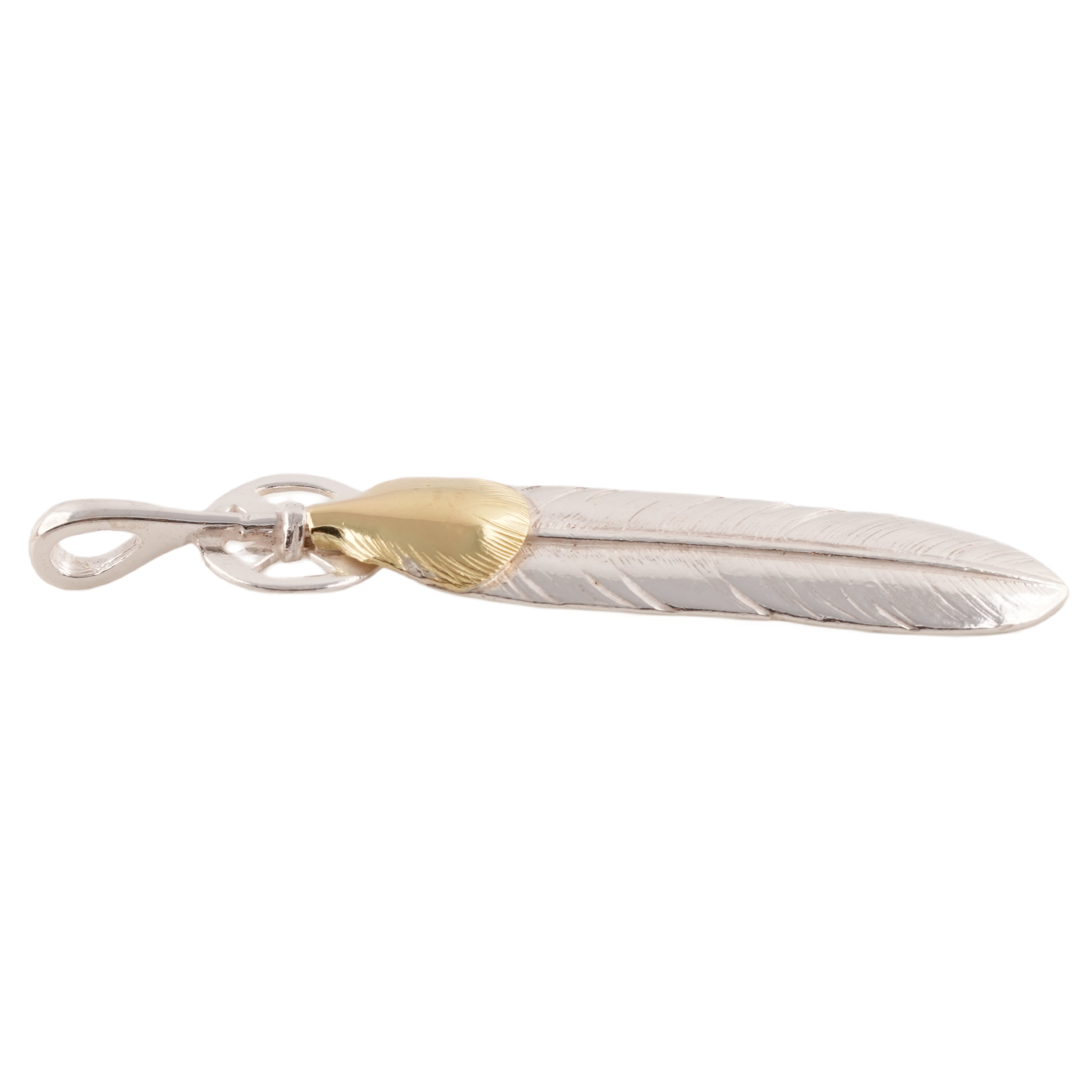 Gold Top Heart Wheel Silver Feather (L) #00551