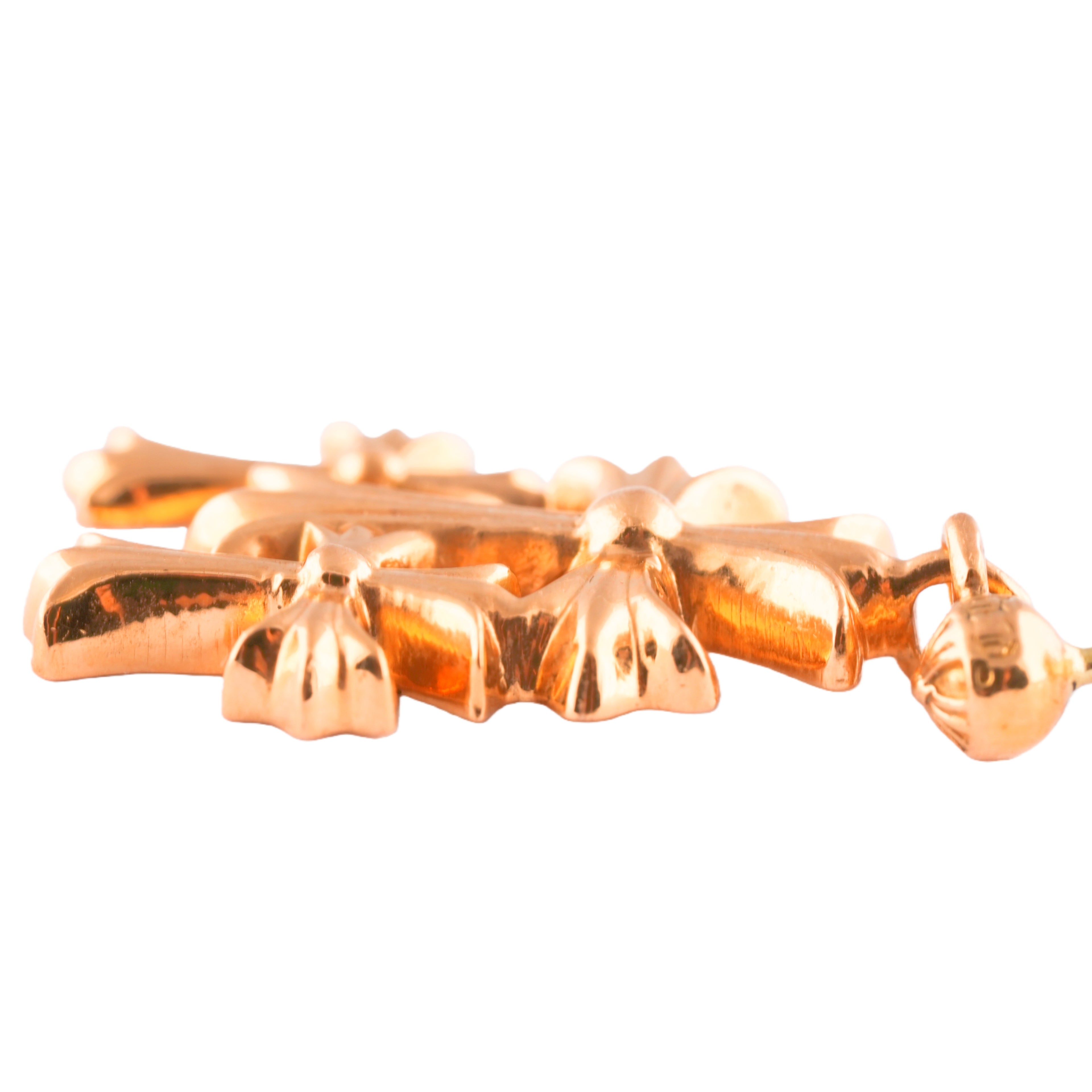 22K Triple 3 CH Cross Drop Earring