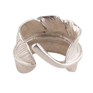 Gold Stamp Feather Silver Ring (Left) (Old Design) (US8)