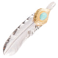 Gold Top & Rope-Bezel Turquoise Silver Feather (Left)(XL) — Goro's