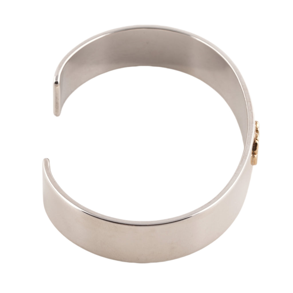 Gold Rose Stamp Flat Silver Cuff (L) (7.5inch)