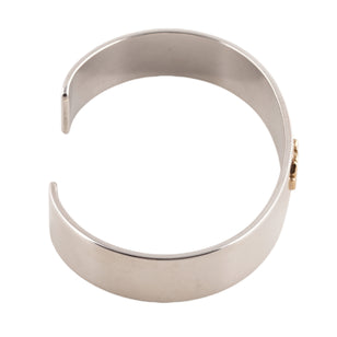 Gold Rose Stamp Flat Silver Cuff (L) (7.5inch)