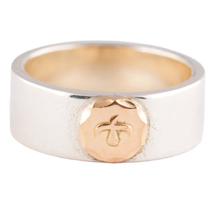 Gold Eagle Stamp Flat Silver Ring (US9) #00198