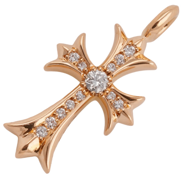 22k Pave Diamond Tiny Fat Cross Charm