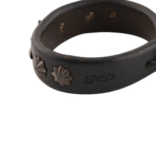Gold Rope-Bezel Turquoise GC24 3-Concho Leather Bracelet