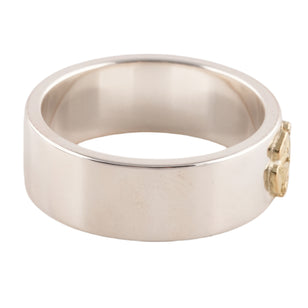 Gold Rose Stamp Flat Silver Ring (US11)