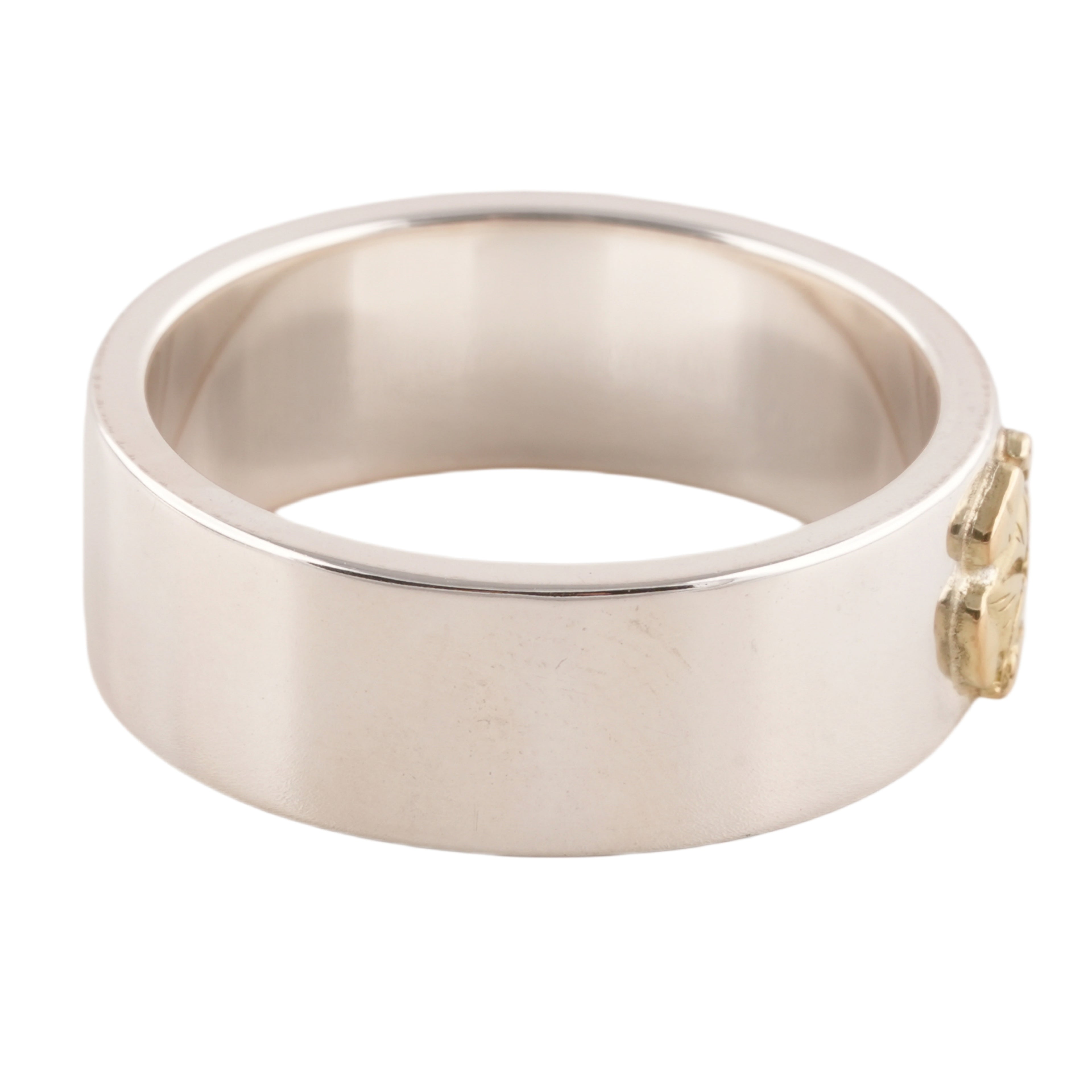 Gold Rose Stamp Flat Silver Ring (US11)