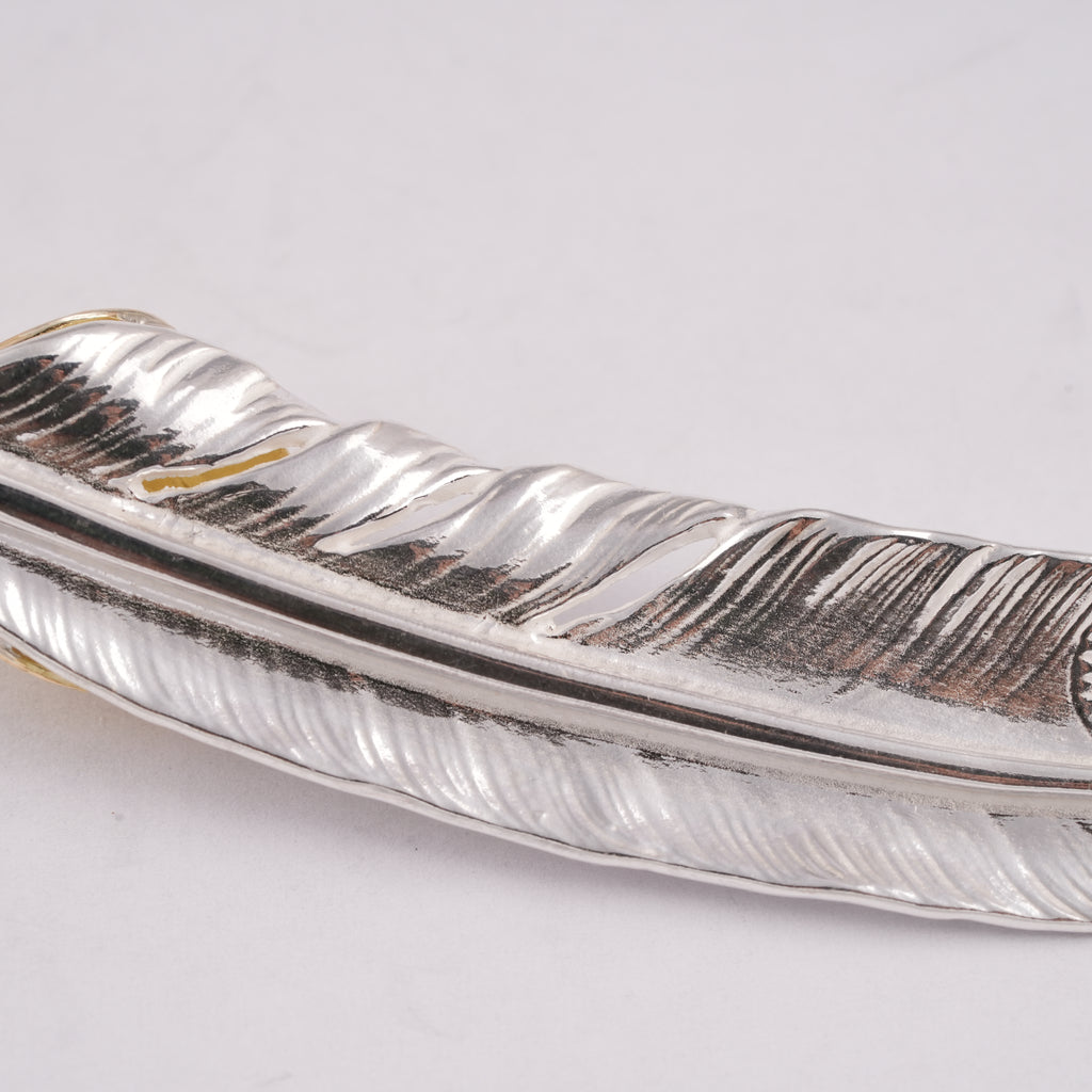Gold Top & Rope-Bezel Turquoise Silver Feather (Right)(XL) #00168