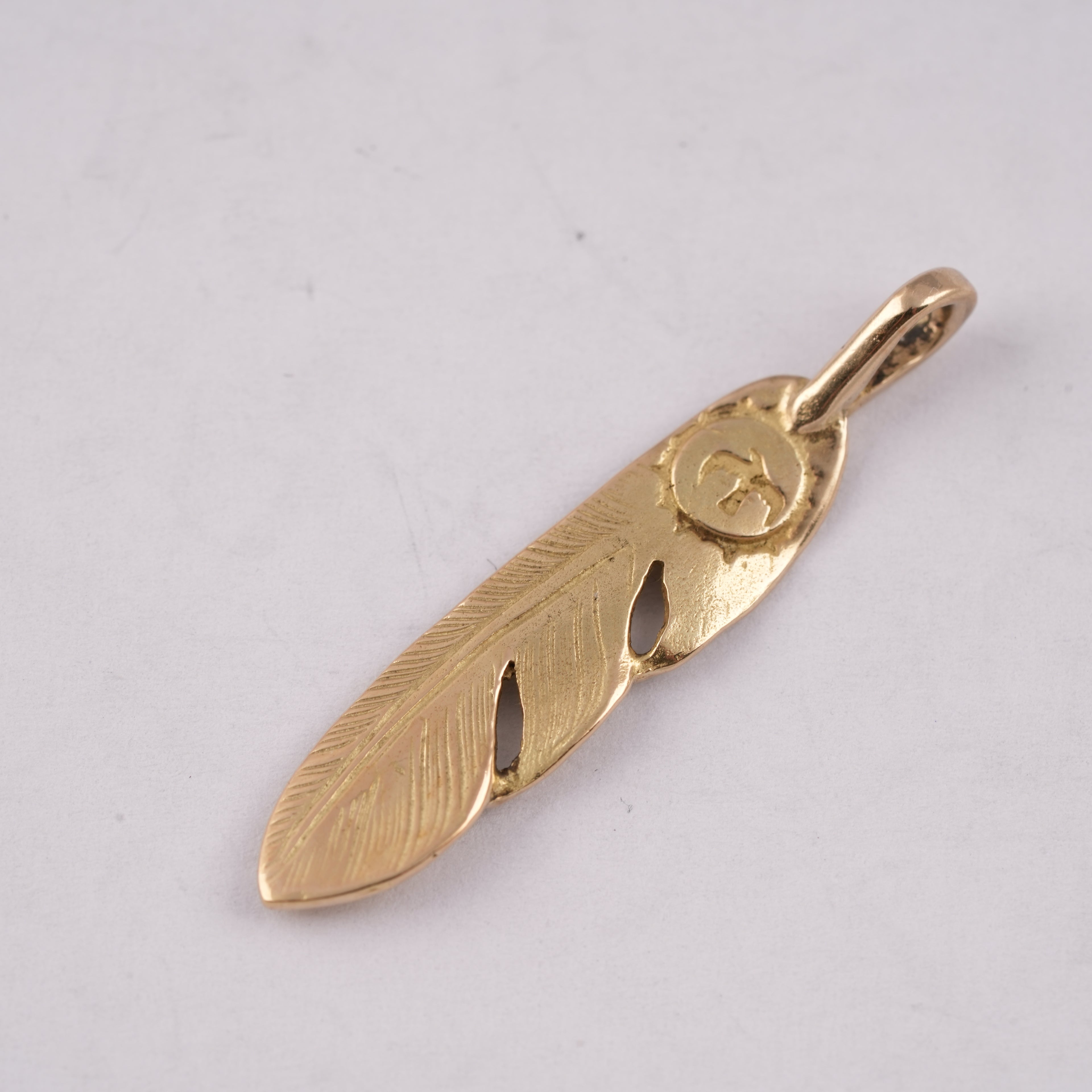 Gold Feather Pendant (Right)(S)